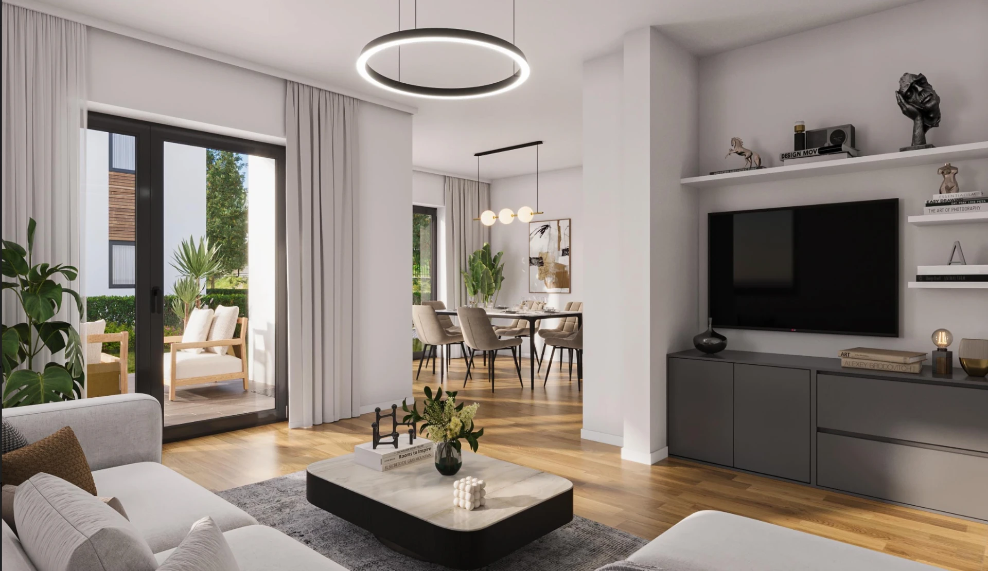 Visualisierung Bauprojekt Burgkirchen, Wohn- und Essbereich